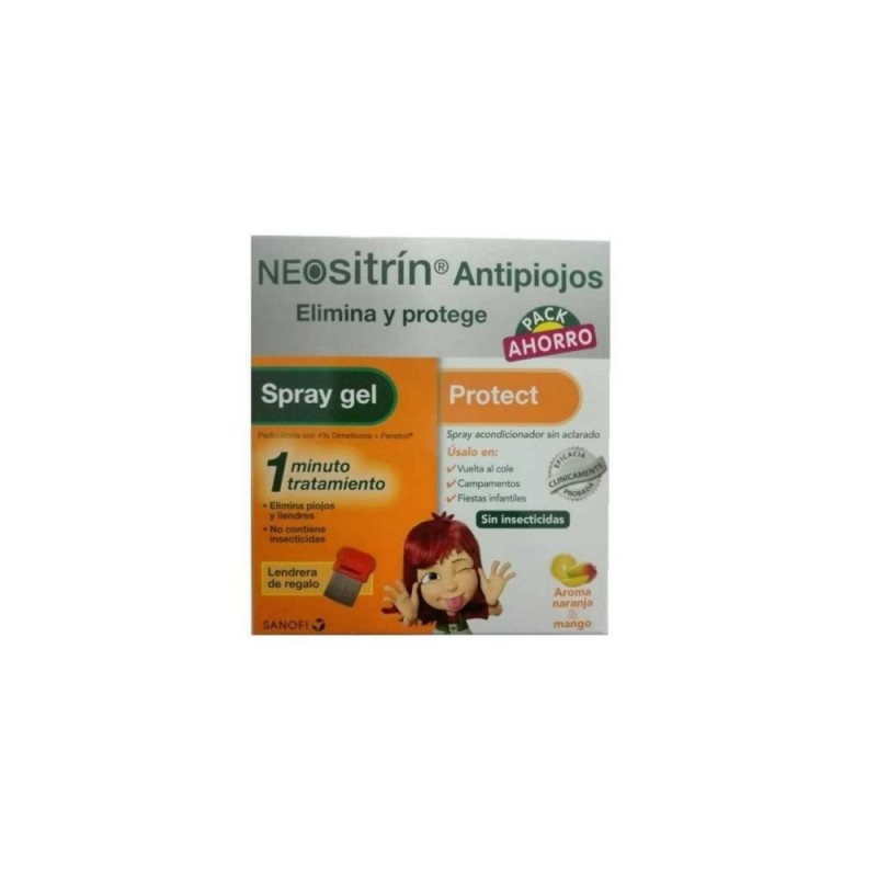 Neositrín Pack Antipiojos Protector + Spray Gel + Lendrera - 100ml + 60ml