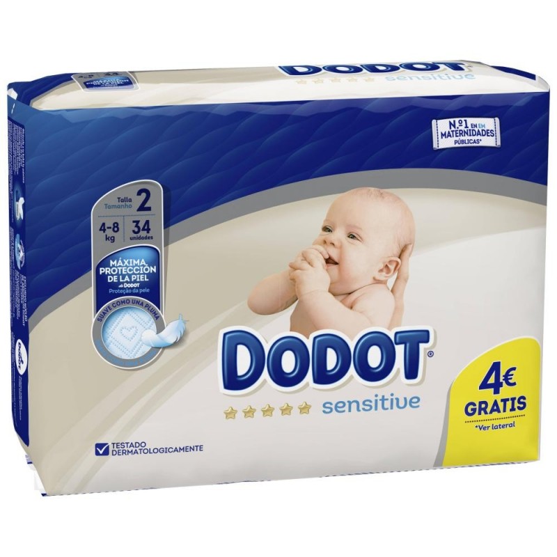 Dodot Plus Sensitive Pañales Bebé Talla 2 - 34 Pañales